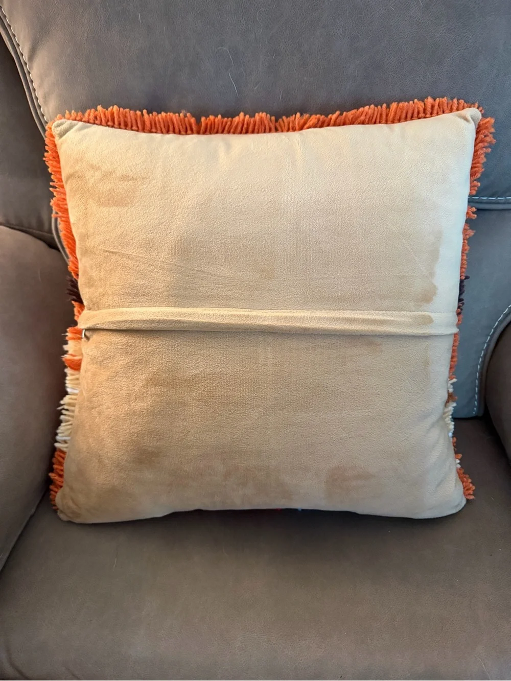 Handcrafted Orange Scarecrow Tufted Holiday Pillow